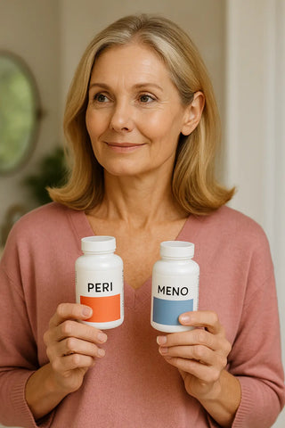 Woman managing hormone health with supplements during menopause